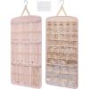 image:imageBAGSMART Hanging Jewelry Organizer Necklace Holder Antitangle Earrings Rings Hanger with 20 Jewelry Bags Travel Storage Roll with Pockets Hang on Closet Wall Door1 Piece Large BlackPink
