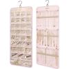 image:imageBAGSMART Hanging Jewelry Organizer Storage Roll with Hanger Metal Hooks DoubleSided Jewelry Holder for Earrings Necklaces Rings on Closet Wall Door 1 piece Medium BlackPink