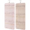 image:imageBAGSMART Hanging Jewelry Organizer Storage Roll with Hanger Metal Hooks DoubleSided Jewelry Holder for Earrings Necklaces Rings on Closet Wall Door 1 piece Medium BlackPink