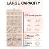 image:imageBAGSMART Hanging Jewelry Organizer Storage Roll with Hanger Metal Hooks DoubleSided Jewelry Holder for Earrings Necklaces Rings on Closet Wall Door 1 piece Medium BlackBeige