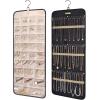 image:imageBAGSMART Hanging Jewelry Organizer Storage Roll with Hanger Metal Hooks DoubleSided Jewelry Holder for Earrings Necklaces Rings on Closet Wall Door 1 piece Medium BlackBlack