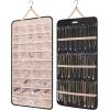 image:imageBAGSMART Hanging Jewelry Organizer Storage Roll with Hanger Metal Hooks DoubleSided Jewelry Holder for Earrings Necklaces Rings on Closet Wall Door 1 piece Medium BlackBlack