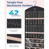 image:imageBAGSMART Hanging Jewelry Organizer with Hanger Metal Hooks DoubleSided Jewelry Holder for Organizing Earrings Necklaces Rings Perfect for in Hanging Closet Wall Door 1 Piece Large BlackA1Black