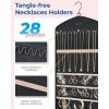 image:imageBAGSMART Hanging Jewelry Organizer with Hanger Metal Hooks DoubleSided Jewelry Holder for Organizing Earrings Necklaces Rings Perfect for in Hanging Closet Wall Door 1 Piece Large BlackB1Black