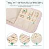image:imageBAGSMART Travel Jewelry Case Organizer Roll Foldable Jewelry Case for JourneyRings Necklaces Earrings Bracelets Brooches Portable Travel Essentials PinkBeige