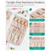 image:imageBAGSMART Travel Jewelry Organizer Case Foldable Small Jewelry Roll for Journey Rings Necklaces Earrings BraceletsMiniSoft PinkFlower Bird