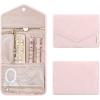 image:imageBAGSMART Travel Jewelry Organizer Case Foldable Small Jewelry Roll for Journey Rings Necklaces Earrings BraceletsMiniSoft PinkLight Pink
