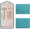image:imageBAGSMART Travel Jewelry Organizer Case Foldable Small Jewelry Roll for Journey Rings Necklaces Earrings BraceletsMiniSoft PinkTeal