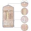image:imageBAGSMART Travel Jewelry Organizer Case Foldable Small Jewelry Roll for Journey Rings Necklaces Earrings BraceletsMiniSoft PinkWhite Leaf