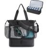 image:imageBAGSMART Beach Bag for Women Mesh Tote Bags with Zipper Sandproof Vacation Essentials with Cooler for Swim Cruise PoolBlack