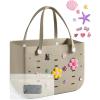 image:imageBAGSMART Beach Bag for Women Waterresistant Rubber Tote Bag Sandproof Vacation Essentials for Summer Swim Cruise PoolAkhaki