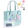 image:imageBAGSMART Beach Bag for Women Waterresistant Rubber Tote Bag Sandproof Vacation Essentials for Summer Swim Cruise PoolBlue