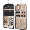 image:imageBAGSMART Hanging Jewelry Organizer Claw Clip Necklace Holder Roll for Hair Ties Headbands Clips Earrings Necklaces Glasses DoubleSided on Closet Wall Door 1 piece LargeBlackBlack