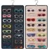 image:imageBAGSMART Hanging Jewelry Organizer Dust Proof Sunglasses Storage Case Wall Mounted Travel Dual Sided Glasses Case Multiple Pairs Eyeglasses Holder with 32 Clear Slots amp Metal Hook BlackBlack