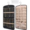 image:imageBAGSMART Hanging Jewelry Organizer Necklace Holder Antitangle Earrings Rings Hanger with 20 Jewelry Bags Travel Storage Roll with Pockets Hang on Closet Wall Door1 Piece Large BlackBlack