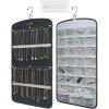 image:imageBAGSMART Hanging Jewelry Organizer Necklace Holder Antitangle Earrings Rings Hanger with 20 Jewelry Bags Travel Storage Roll with Pockets Hang on Closet Wall Door1 Piece Large BlackGrey