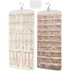 image:imageBAGSMART Hanging Jewelry Organizer Necklace Holder Antitangle Earrings Rings Hanger with 20 Jewelry Bags Travel Storage Roll with Pockets Hang on Closet Wall Door1 Piece Large BlackBeige