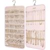 image:imageBAGSMART Hanging Jewelry Organizer Storage Roll with Hanger Metal Hooks DoubleSided Jewelry Holder for Earrings Necklaces Rings on Closet Wall Door 1 piece Medium BlackPink
