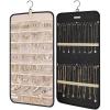 image:imageBAGSMART Hanging Jewelry Organizer Storage Roll with Hanger Metal Hooks DoubleSided Jewelry Holder for Earrings Necklaces Rings on Closet Wall Door 1 piece Medium BlackBlack
