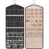 image:imageBAGSMART Hanging Jewelry Organizer with Hanger Metal Hooks DoubleSided Jewelry Holder for Organizing Earrings Necklaces Rings Perfect for in Hanging Closet Wall Door 1 Piece Large BlackA1Black