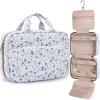 image:imageBAGSMART Toiletry Bag Travel Bag with Hanging Hook Waterresistant Makeup Cosmetic Bag Travel Organizer for Accessories Shampoo Fullsize Container Toiletries Black MediumBlue Ditsy Floral