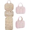 image:imageBAGSMART Travel Jewelry Case Hanging Jewelry Organizer with Zipper Pockets Large Capacity Puffy Jewelry Roll for Earrings Necklaces Rings on Closet Wall Door Portable Travel Essentials PinkPink