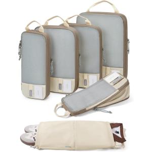 image:imageBAGSMART 6 Set 4 Set2 Set Compression Packing Cubes for Travel Lightweight Luggage Organizer Bags Durable Space Saver Bags Travel EssentialsAntique White