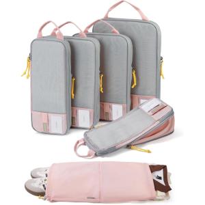 image:imageBAGSMART 6 Set 4 Set2 Set Compression Packing Cubes for Travel Lightweight Luggage Organizer Bags Durable Space Saver Bags Travel EssentialsBaby Pink