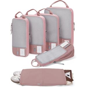 image:imageBAGSMART 6 Set 4 Set2 Set Compression Packing Cubes for Travel Lightweight Luggage Organizer Bags Durable Space Saver Bags Travel EssentialsBrier Rose