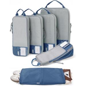 image:imageBAGSMART 6 Set 4 Set2 Set Compression Packing Cubes for Travel Lightweight Luggage Organizer Bags Durable Space Saver Bags Travel EssentialsDja Vu Blue
