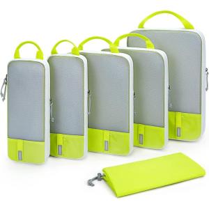 image:imageBAGSMART 6 Set 4 Set2 Set Compression Packing Cubes for Travel Lightweight Luggage Organizer Bags Durable Space Saver Bags Travel EssentialsHighlight Yellow