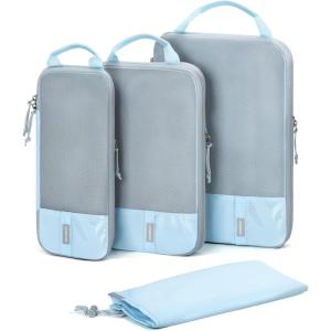 image:imageBAGSMART 6 Set 4 Set2 Set Compression Packing Cubes for Travel Lightweight Luggage Organizer Bags Durable Space Saver Bags Travel EssentialsLight Blue