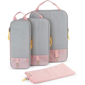 image:imageBAGSMART 6 Set 4 Set2 Set Compression Packing Cubes for Travel Lightweight Luggage Organizer Bags Durable Space Saver Bags Travel EssentialsPink