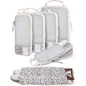 image:imageBAGSMART 6 Set 4 Set2 Set Compression Packing Cubes for Travel Lightweight Luggage Organizer Bags Durable Space Saver Bags Travel EssentialsSeaside Dots