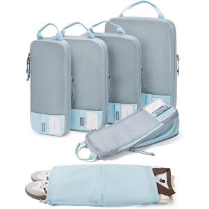image:imageBAGSMART 6 Set 4 Set2 Set Compression Packing Cubes for Travel Lightweight Luggage Organizer Bags Durable Space Saver Bags Travel EssentialsStarlight Bluen