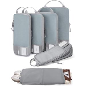 image:imageBAGSMART 6 Set 4 Set2 Set Compression Packing Cubes for Travel Lightweight Luggage Organizer Bags Durable Space Saver Bags Travel EssentialsStorm Front Grey