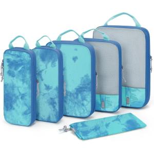 image:imageBAGSMART 6 Set 4 Set2 Set Compression Packing Cubes for Travel Lightweight Luggage Organizer Bags Durable Space Saver Bags Travel EssentialsTiedyed Sea