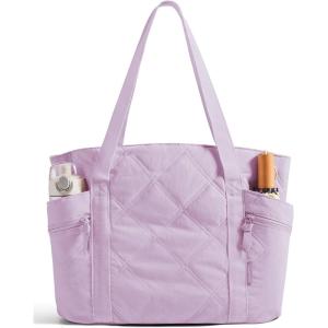 image:imageBAGSMART Crush Tote Bag for Women 20L Puffer Work Tote with Zipper Travel Essentials Quilted Nurse Hospital BagLavender