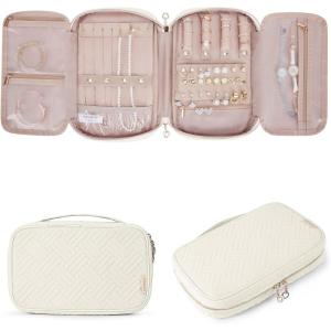 image:imageBAGSMART Jewelry Organizer Case Large Travel Jewelry Storage Bag for Necklace Earrings Rings Bracelet Soft PinkBeige