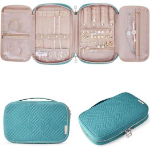 image:imageBAGSMART Jewelry Organizer Case Large Travel Jewelry Storage Bag for Necklace Earrings Rings Bracelet Soft PinkTeal