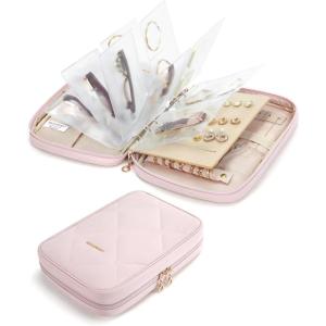 image:imageBAGSMART Jewelry Travel Case Ring Binder Storage Book with Clear Pockets Zippered Organizer for Necklace Earrings Rings Bracelet PinkPink