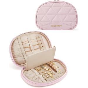image:imageBAGSMART Travel Jewelry Case Jewelry Organizer Storage Roll Rings Necklaces Earrings Bracelets Brooches Watch Large Portable Light PinkBLight Pink