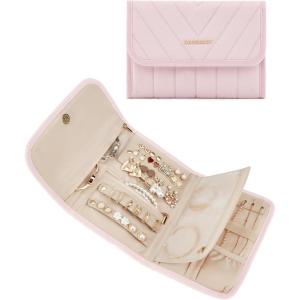 image:imageBAGSMART Travel Jewelry Organizer Case Foldable Jewelry Roll for Necklaces Earrings JourneyRings Bracelets Brooches Portable PinkAPink