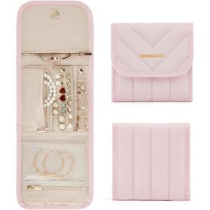 image:imageBAGSMART Travel Jewelry Organizer Case Foldable Jewelry Roll for Necklaces Earrings JourneyRings Bracelets Brooches Portable PinkBPink