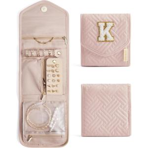 image:imageBAGSMART Travel Jewelry Organizer Case Foldable Small Jewelry Roll for Journey Rings Necklaces Earrings BraceletsMiniSoft PinkPinkK