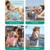 image:imageBAGSMART Mesh Beach Bag with Zipper Pocket Large Beach Tote Bags for Women  for 40 oz Bottle Removable Ribbon Bow Sandproof amp Washable Cruise Essentials for Swim Pool Gym Vacation Travel BagForest Green