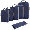 image:imageBAGSMART Compression Packing Cubes for Travel Compressible Luggage Organizer for Cruise Ship Lightweight Travel Essentials 6Pack 1L2M2S1Shoe BagNavy Blue