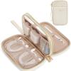 image:imageBAGSMART Cord Organizer Travel Cable Organizer Bag Tech Electronic Organizer Travel Case Travel Essentials for Charger Cable Phone Flash drive Single Layer  BlackDouble Layer Quilted Beige