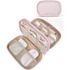 image:imageBAGSMART Electronics Organizer Travel Case Cord Organizer for Women Travel Cable Bag BlackADouble Layer Pink