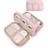 image:imageBAGSMART Electronics Organizer Travel Case Cord Storage for Chargers Cables Phones Compact Tech Accessories Pouch BeigePink
